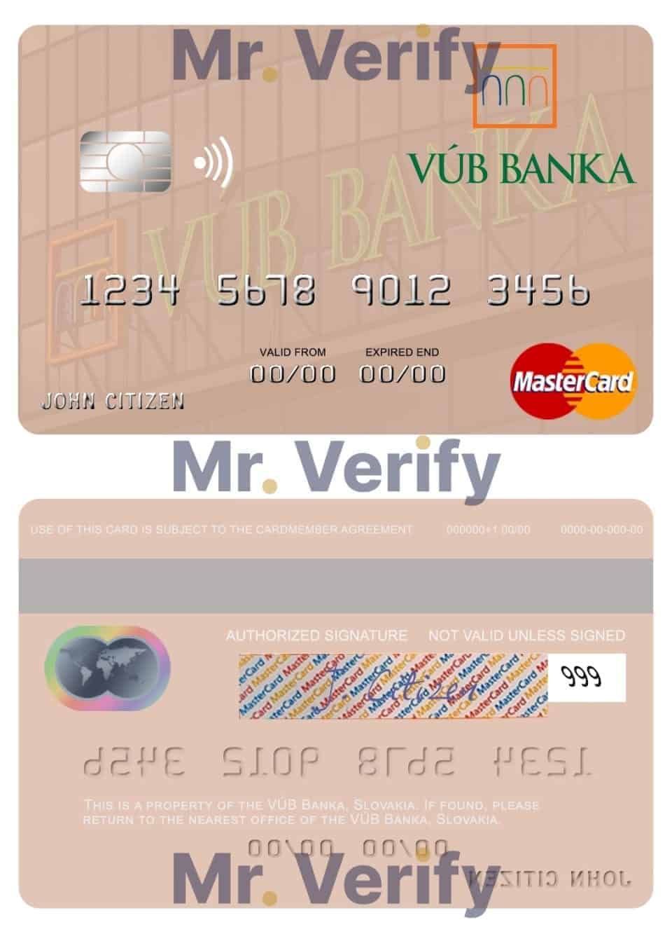 Editable Slovakia VÚB Banka mastercard Templates in PSD Format