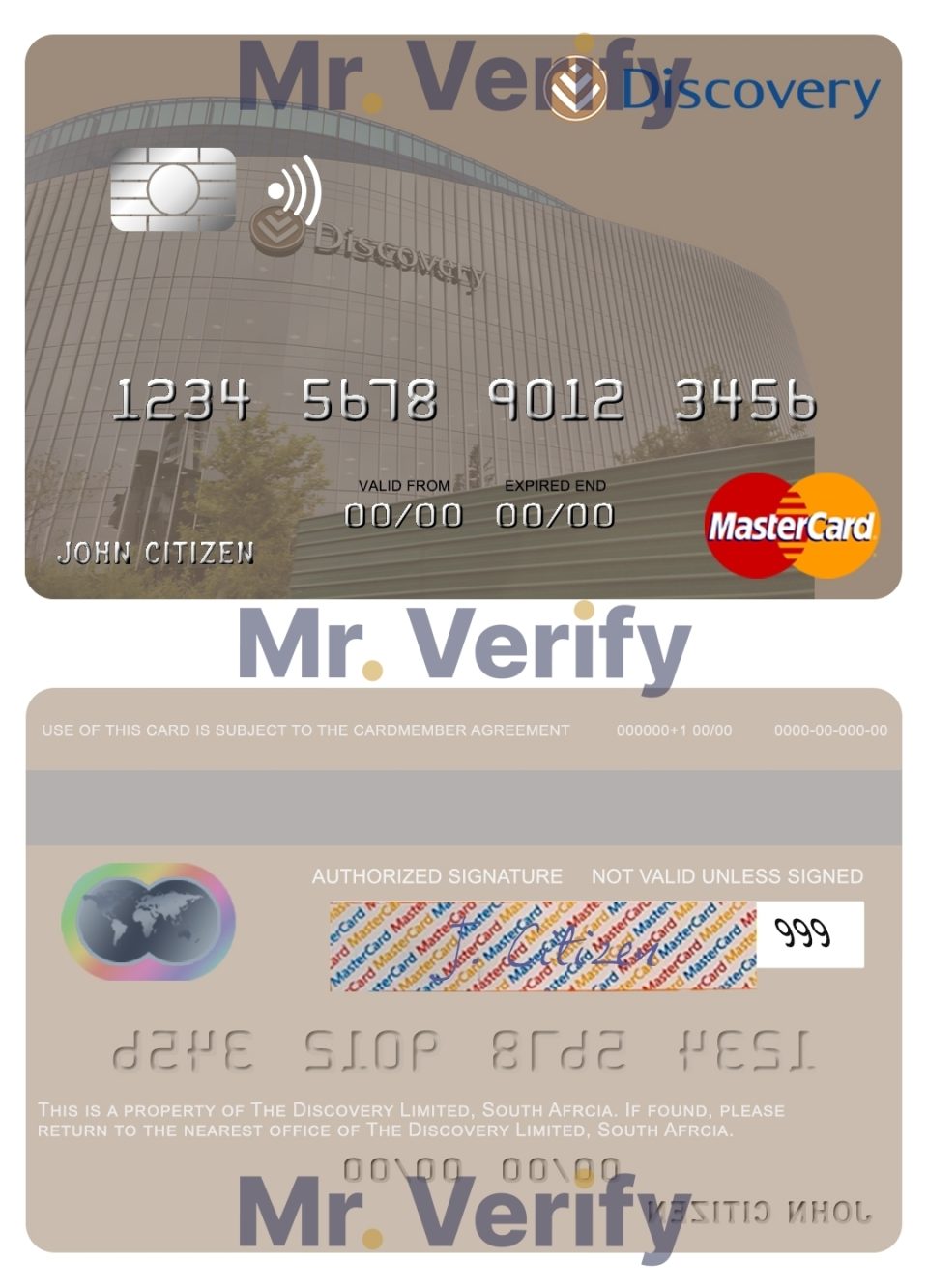 Editable South Africa Discovery Limited mastercard credit card Templates in PSD Format