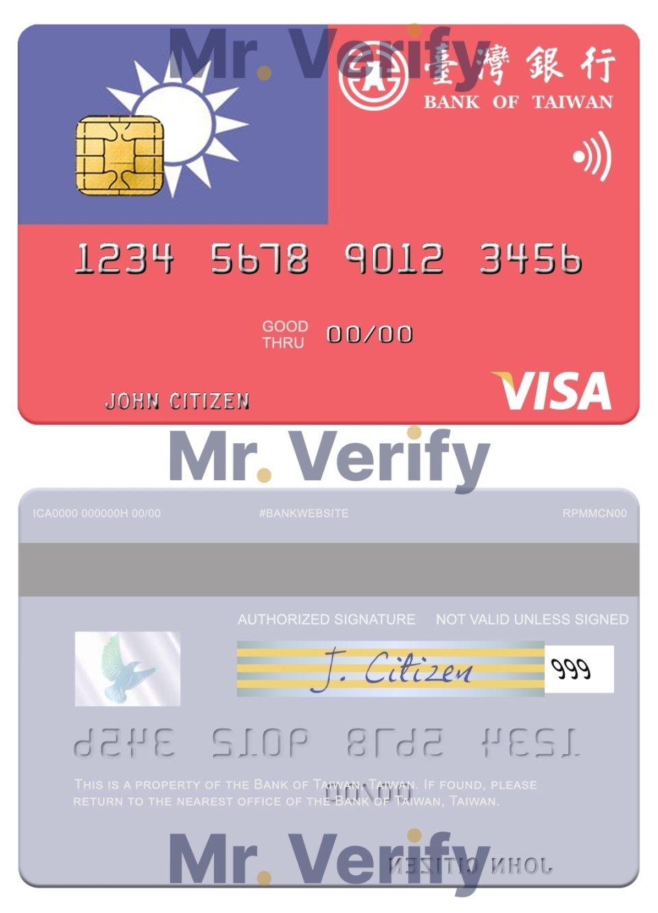Editable Taiwan Bank of Taiwan visa debit card Templates in PSD Format