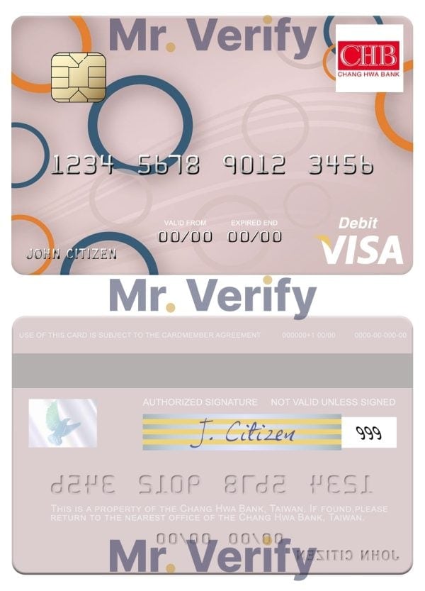 Editable Taiwan Chang Hwa Bank visa debit card Templates in PSD Format