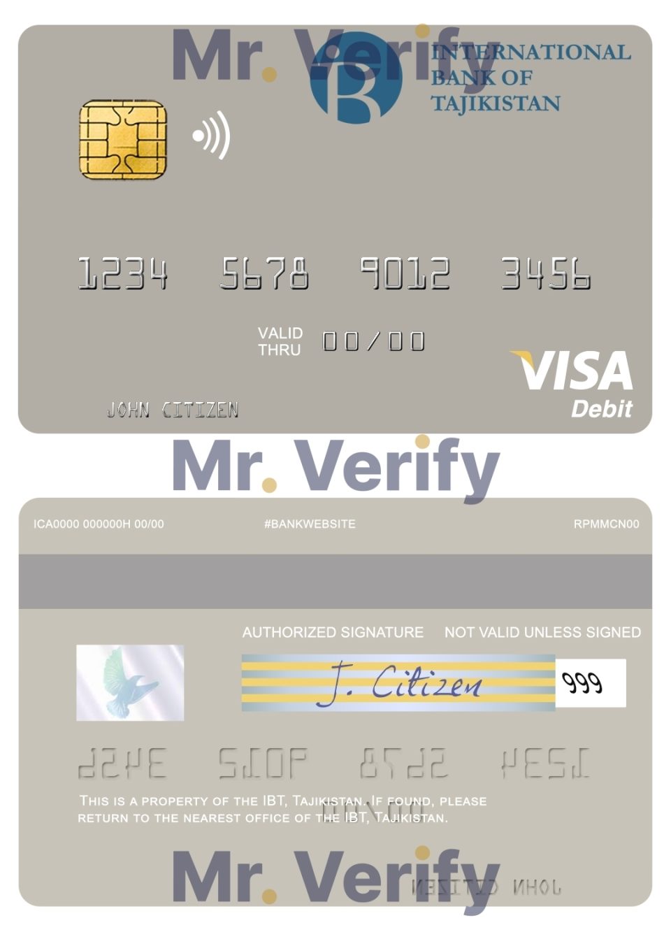 Editable Tajikistan IBT Bank visa debit card Templates in PSD Format
