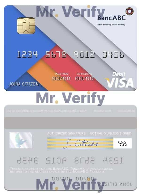 Editable Tanzania BancABC visa debit card Templates in PSD Format