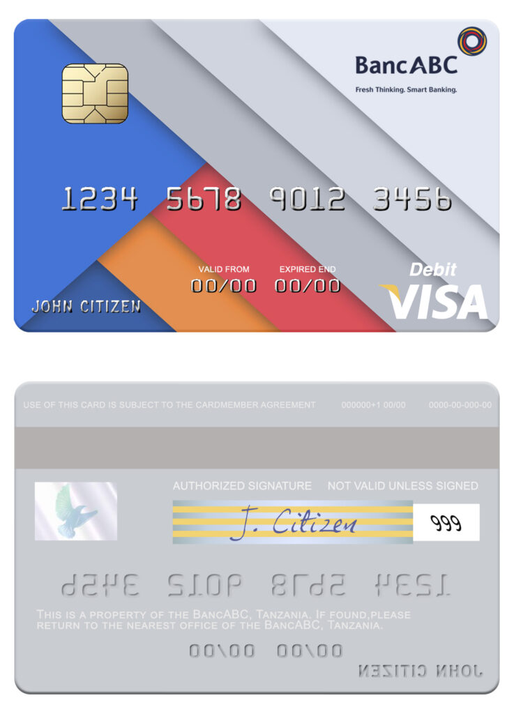 Editable Tanzania BancABC visa debit card Templates in PSD Format