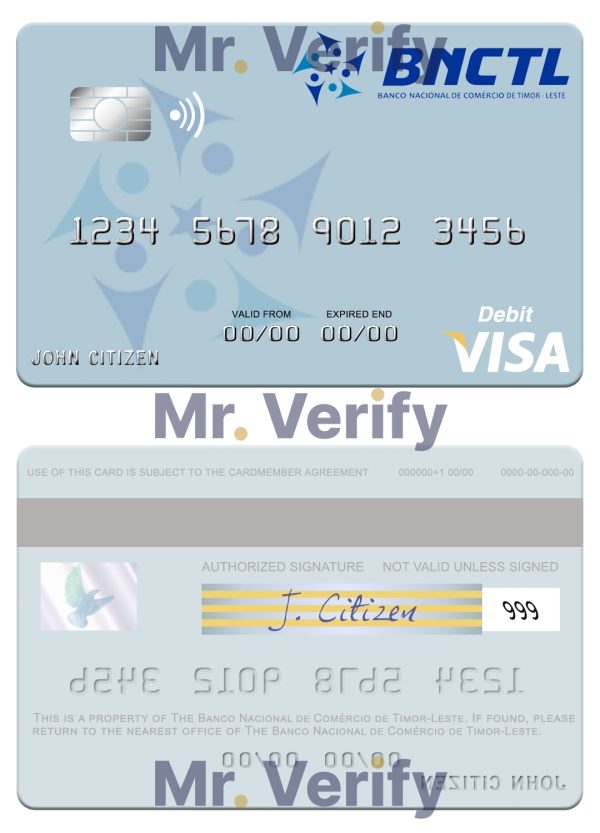 Editable Timor Leste Banco Nacional de Comercio de Timor Leste visa debit card Templates 600x833 - Cart