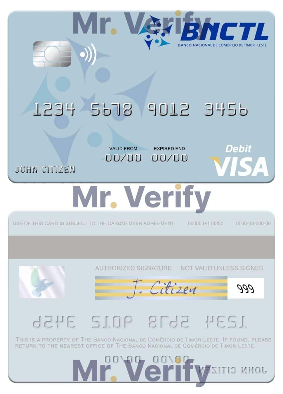 Editable Timor-Leste Banco Nacional de Comércio de Timor-Leste visa debit card Templates in PSD Format