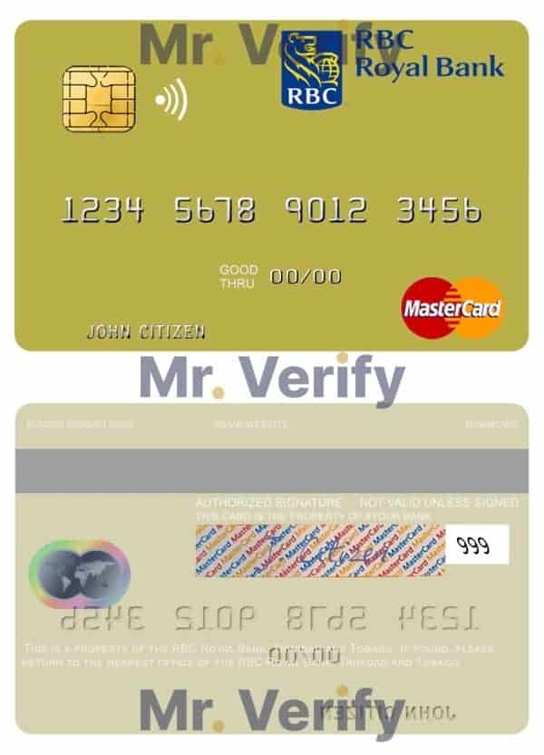 Editable Trinidad and Tobago RBC Royal Bank mastercard Templates in PSD Format