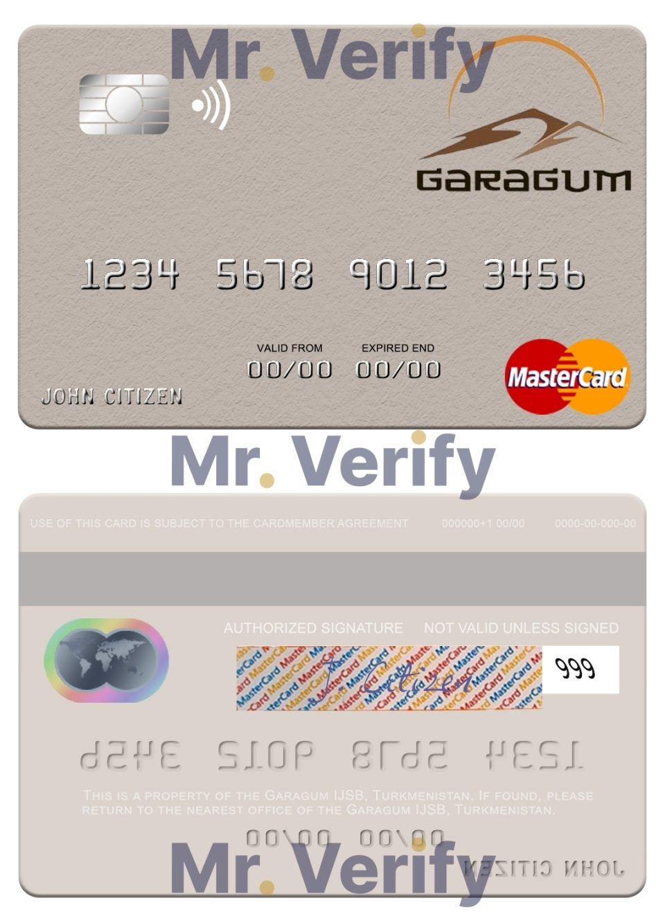 Editable Turkmenistan Garagum IJSB mastercard Templates in PSD Format