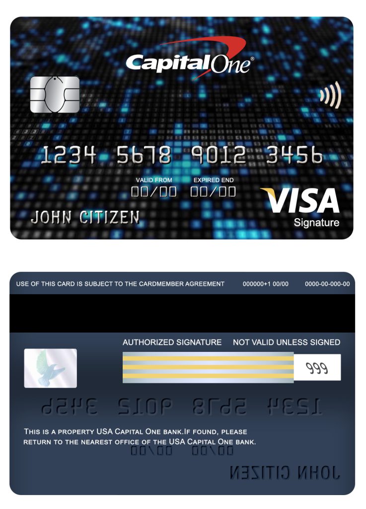 Editable USA Capital One bank visa signature card Templates in PSD Format