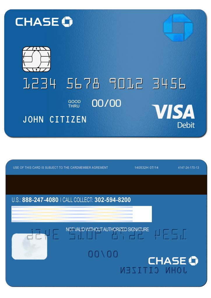 Editable USA Chase bank Visa Debit Card Templates in PSD Format