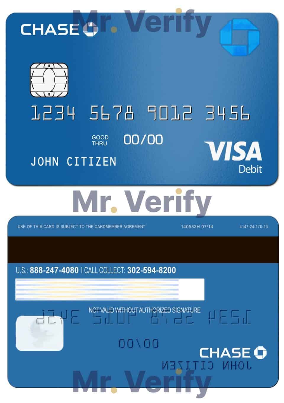 Editable USA Chase bank Visa Debit Card Templates in PSD Format