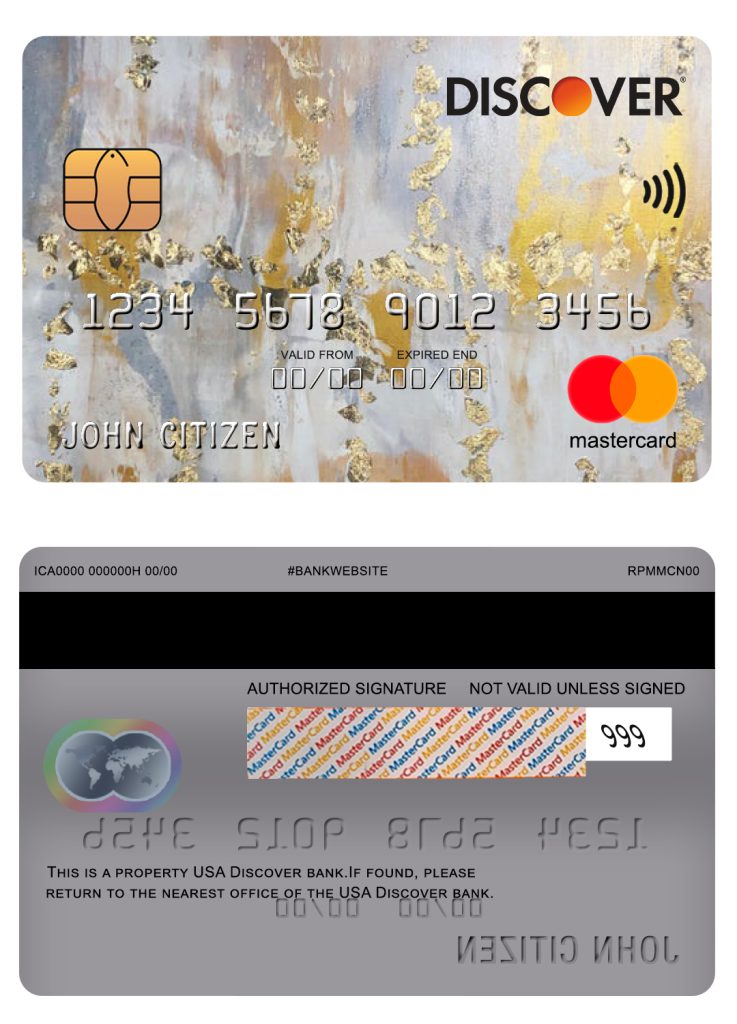 Editable USA Discover bank mastercard Templates in PSD Format