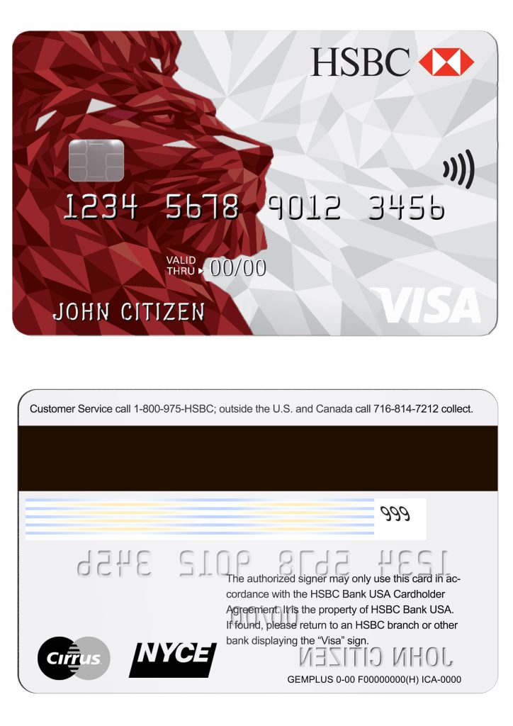 Editable USA HSBC Bank Visa Credit Card Templates in PSD Format