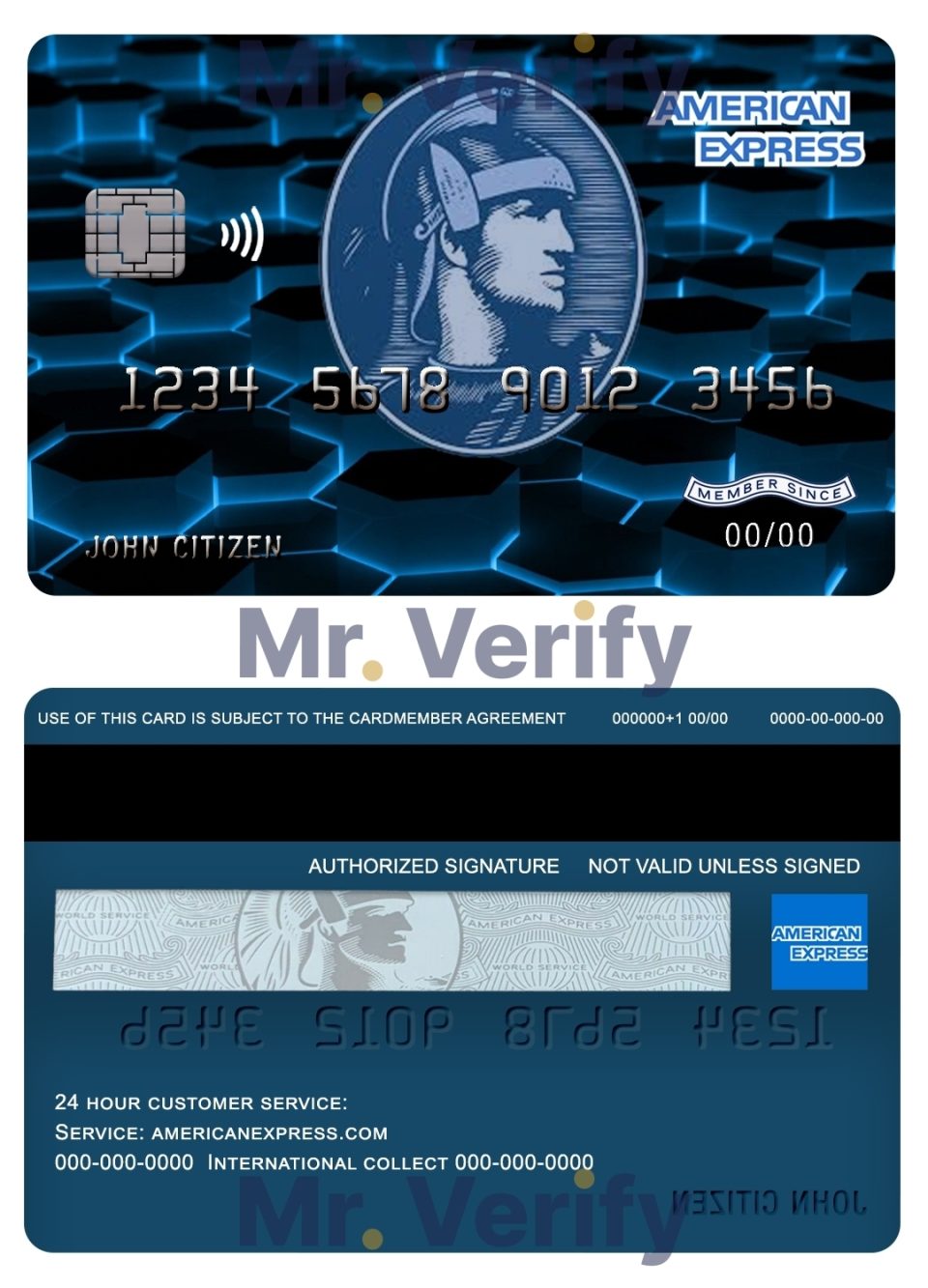 Editable USA New York American Express Blue bank card Templates in PSD Format