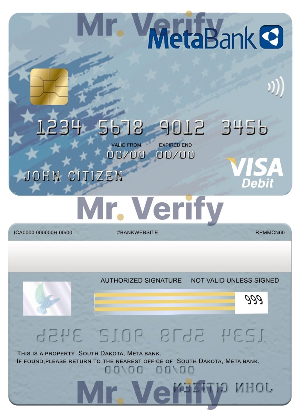 Editable USA South Dakota Metabank visa card Templates in PSD Format
