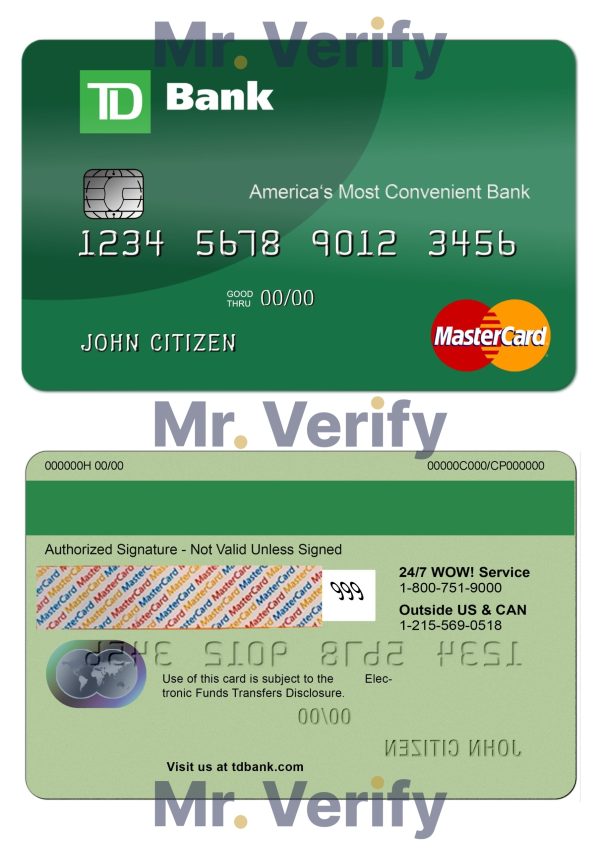 Editable USA TD Bank MasterCard Templates scaled 600x849 - Cart