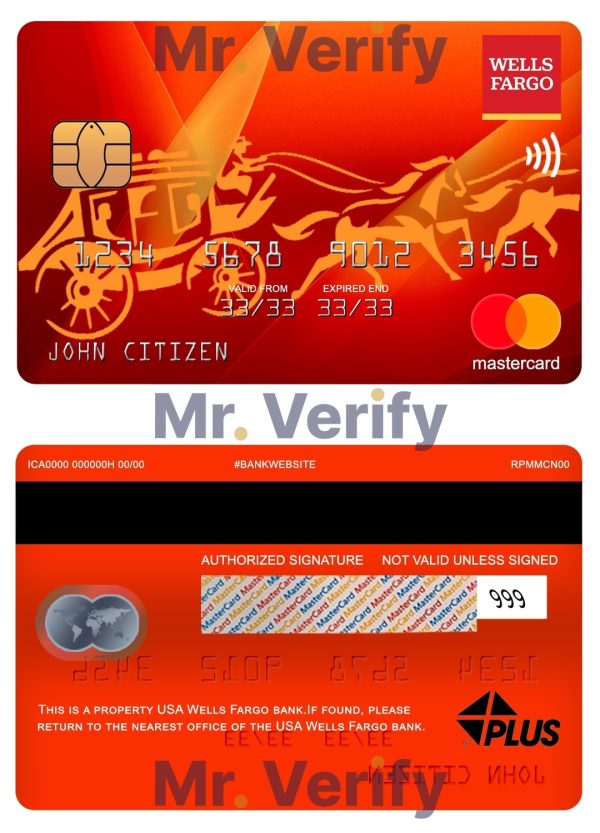 Editable USA Wells Fargo bank mastercard Templates in PSD Format 600x833 - Cart