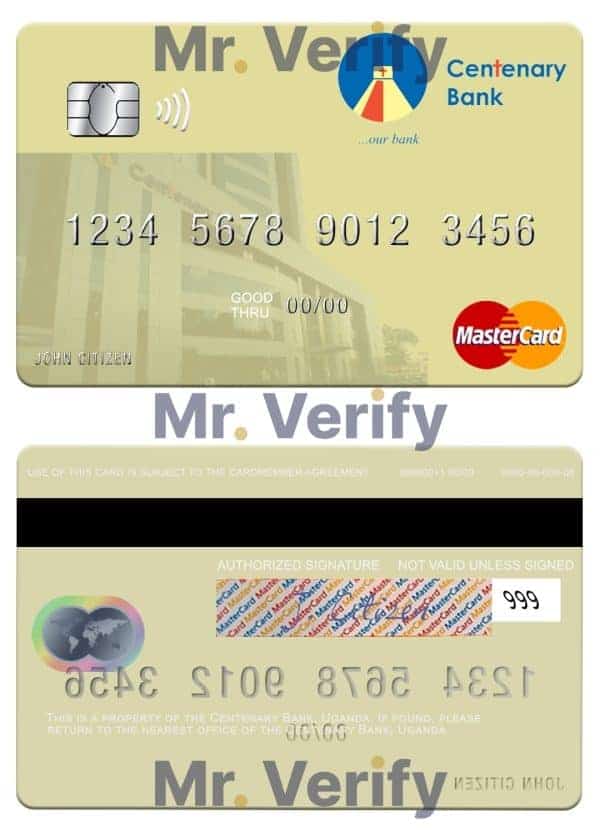 Editable Uganda Centenary Bank mastercard Templates in PSD Format