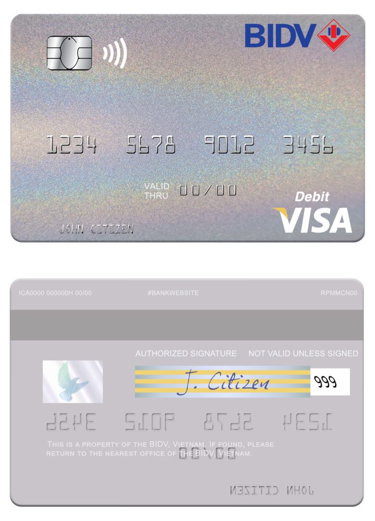 Editable Vietnam BIDV visa debit card Templates in PSD Format