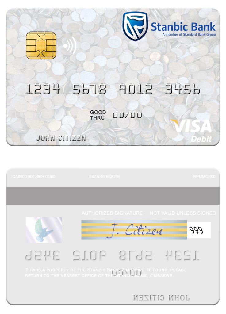 Editable Zimbabwe Stanbic Bank visa debit card Templates in PSD Format