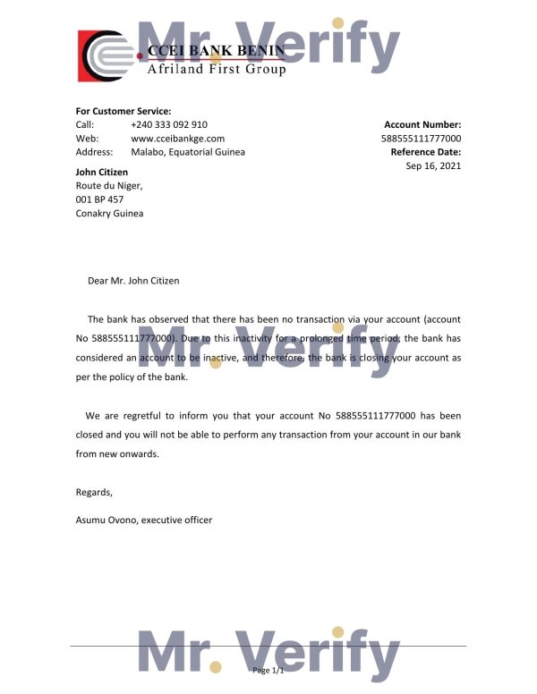 Download Equatorial Guinea CCEI Bank Reference Letter Templates | Editable Word