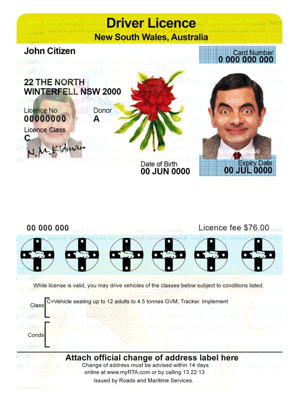 Fake Australia New South Wales Driver License Template 600x814 - Cart