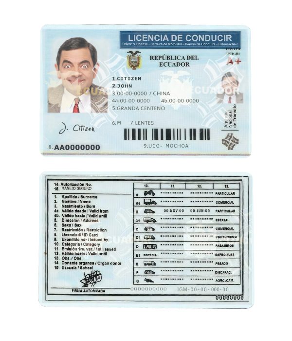 Fake Ecuador Driver License Template 600x700 - Cart