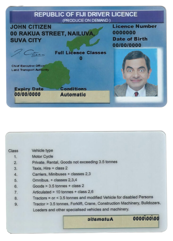 Fake Fiji Driver License Template | PSD Layer-Based