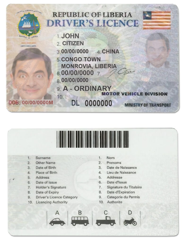 Fake Liberia Driver License Template | PSD Layer-Based