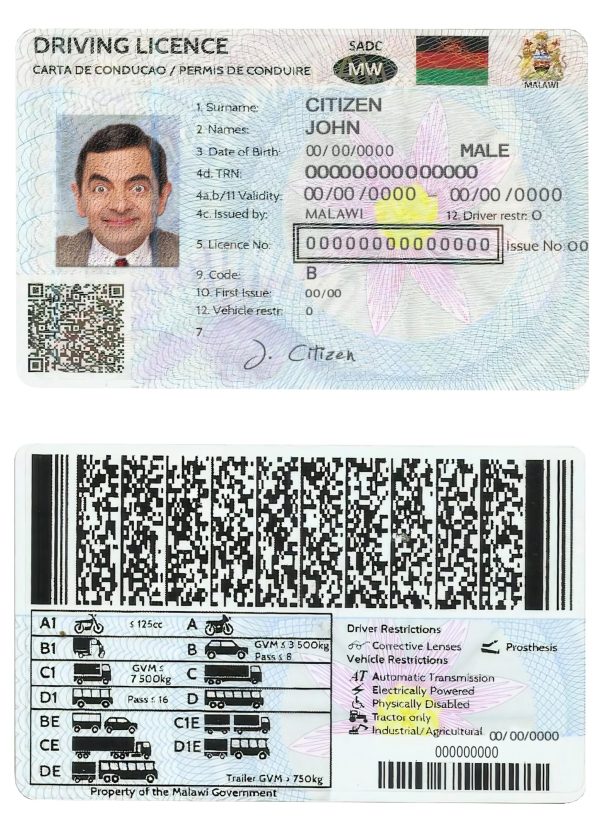 Fake Malawi Driver License Template scaled 600x828 - Cart