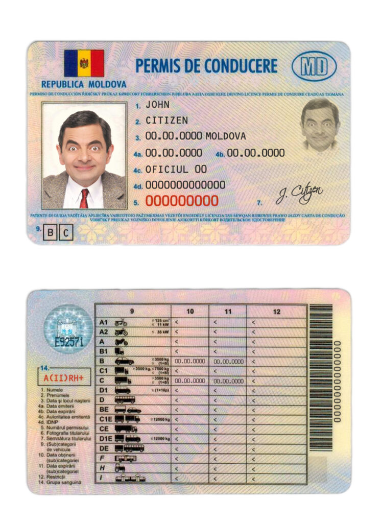 Fake Moldova Driver License Template | PSD Layer-Based