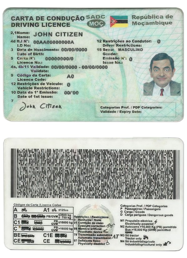 Fake Mozambique Driver License Template scaled 600x828 - Cart