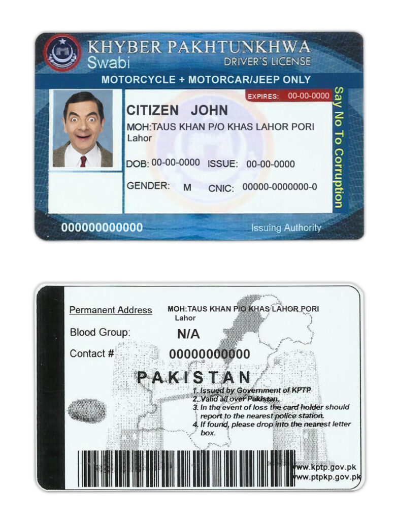 Fake Pakistan Driver License Template | PSD Layer-Based