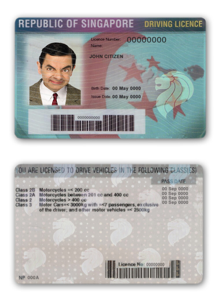 Fake Singapore Driver License Template