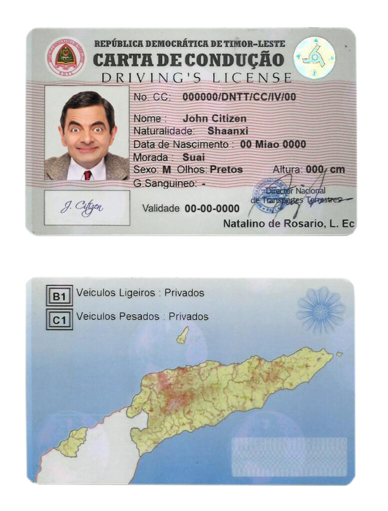Fake Timor-Leste Driver License Template | PSD Layer-Based