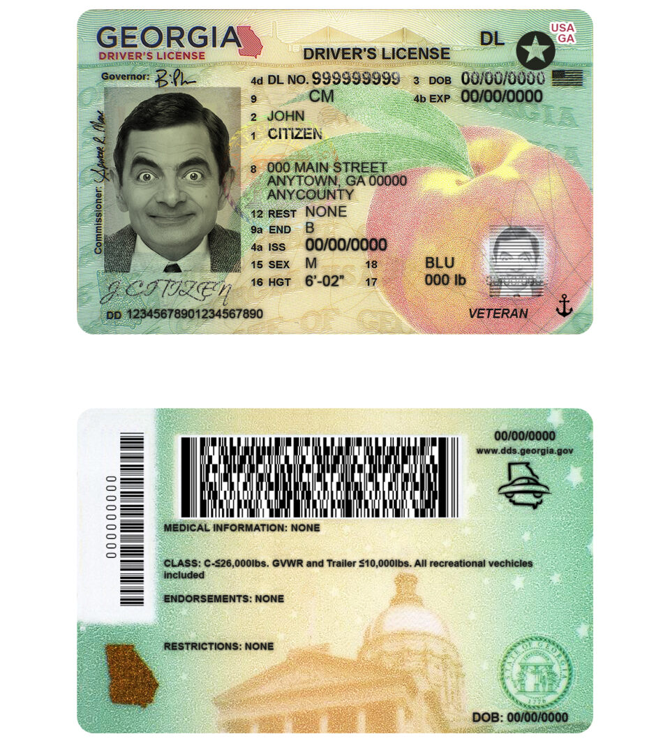 Fake USA Georgia Driver License Template (2019 – present)
