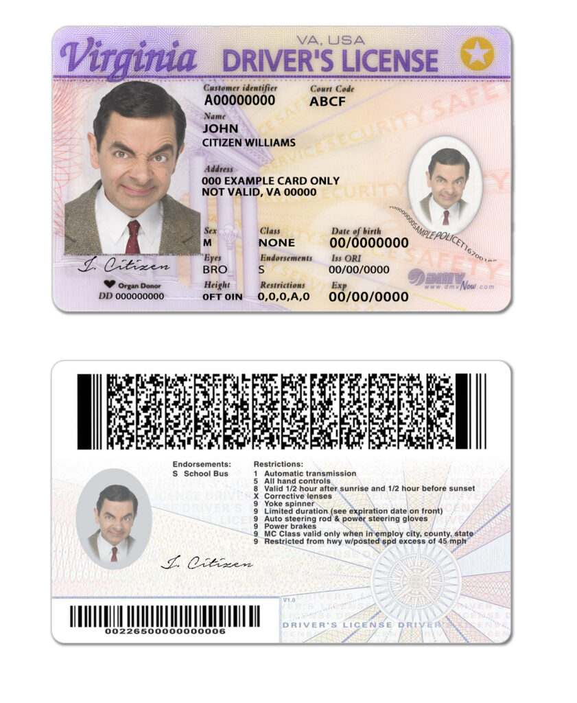 Fake USA Virginia Driver License Template | PSD Layer-Based