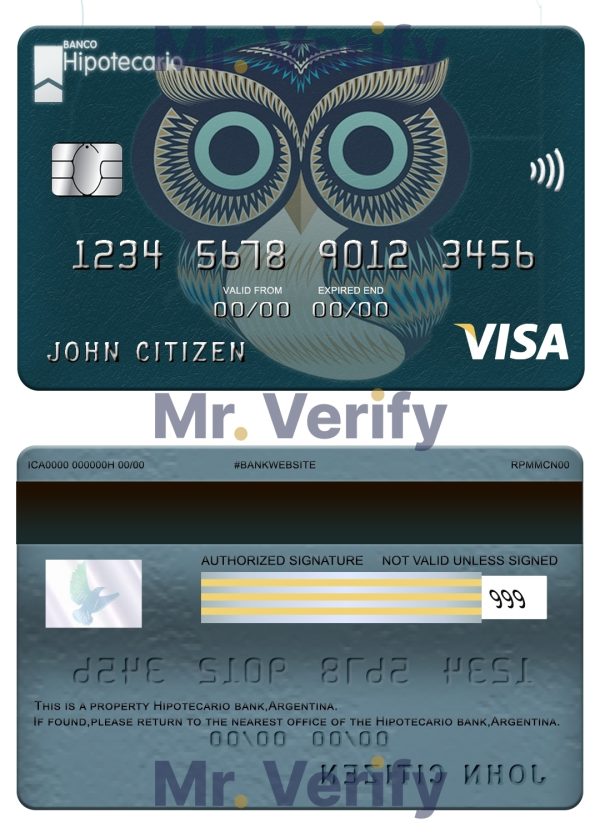 Fillable Argentina Hipotecario bank visa card Templates 600x833 - Cart