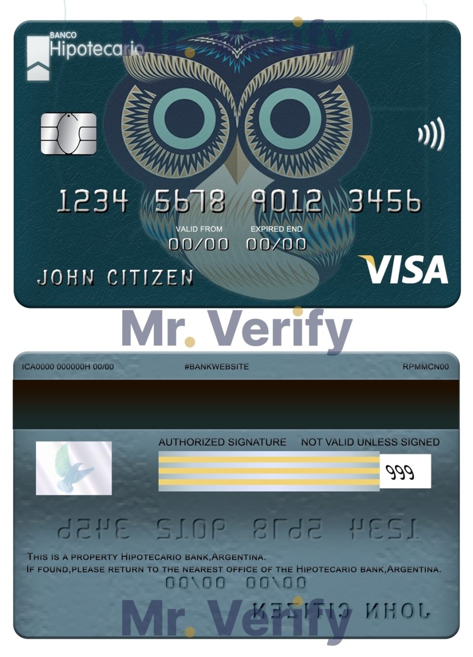 Fillable Argentina Hipotecario bank visa card Templates | Layer-Based PSD