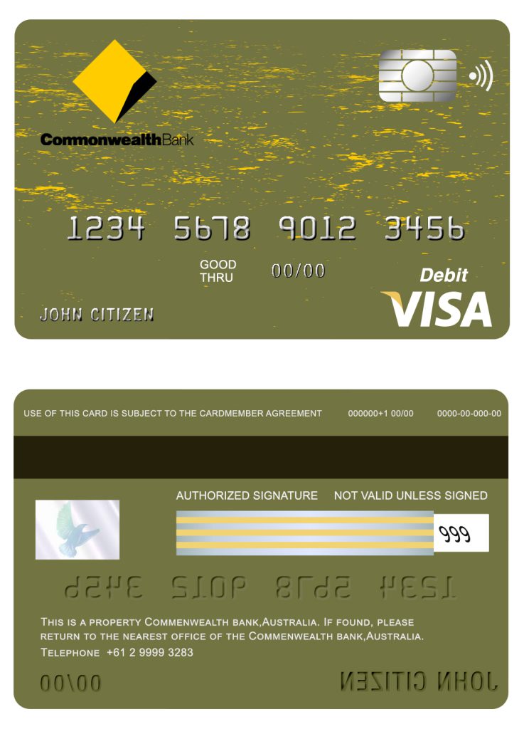 Fillable Australia Commonwealth Account Bank visa card Templates