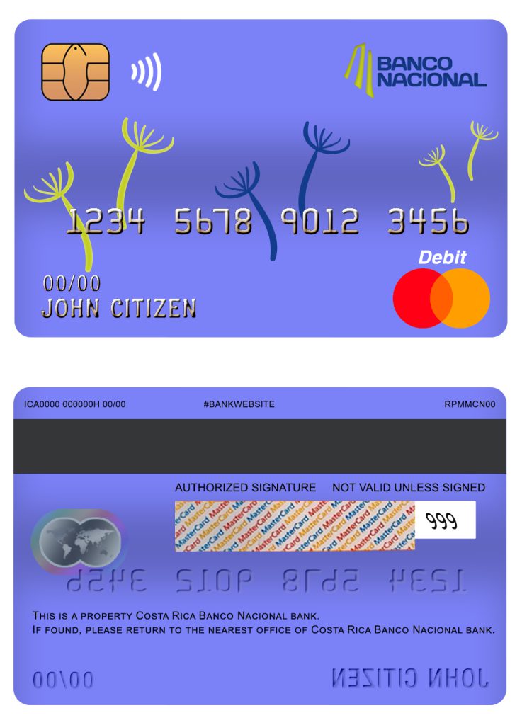 Fillable Costa Rica Banco Nacional de Costa Rica mastercard debit card Templates | Layer-Based PSD