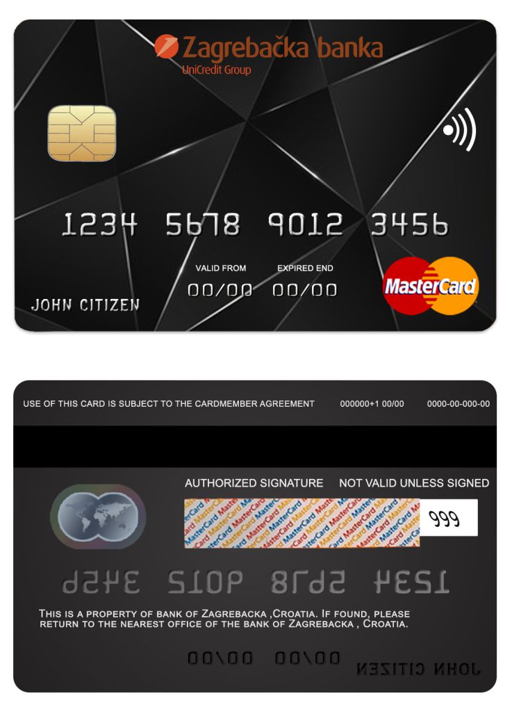 Fillable Croatia Zagrebacka bank mastercard credit card Templates