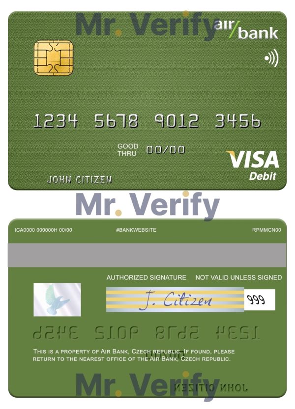 Fillable Czech Air Bank visa debit card Templates 600x833 - Cart