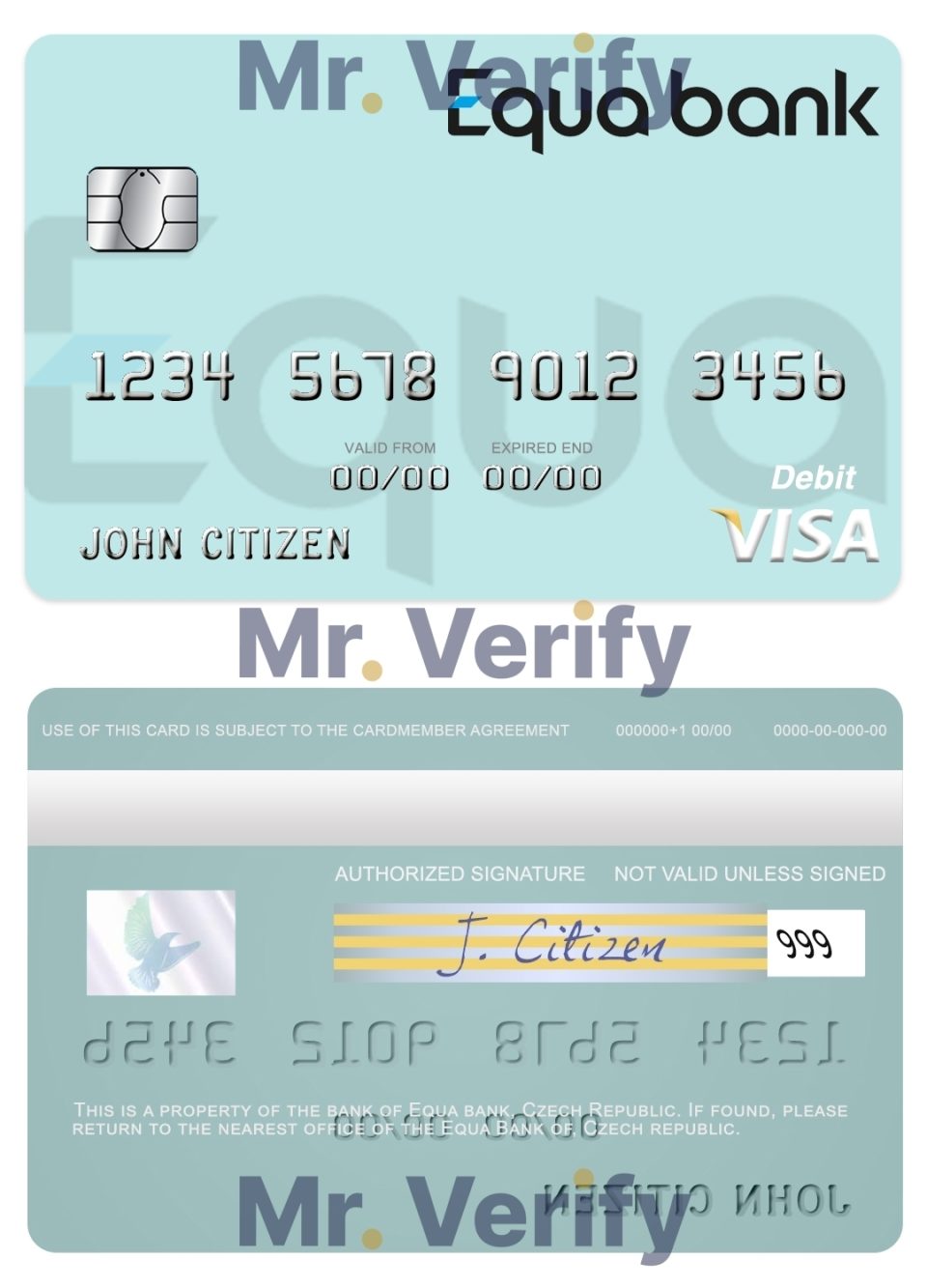 Fillable Czech Equa Bank visa debit card Templates | Layer-Based PSD