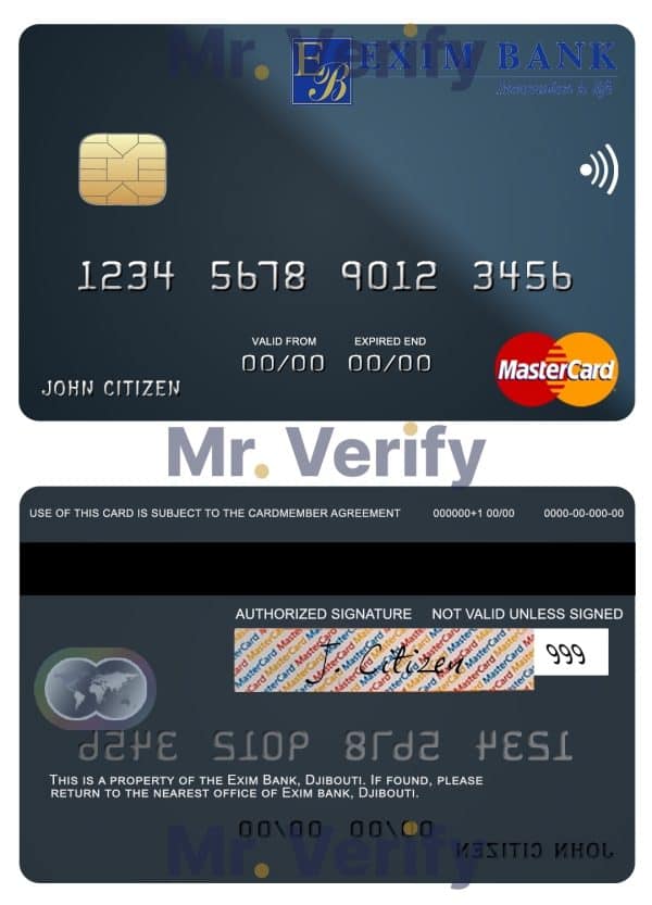Fillable Djibouti Exim Bank mastercard Templates | Layer-Based PSD