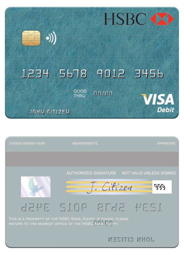 Fillable Egypt HSBC Bank visa debit card Templates