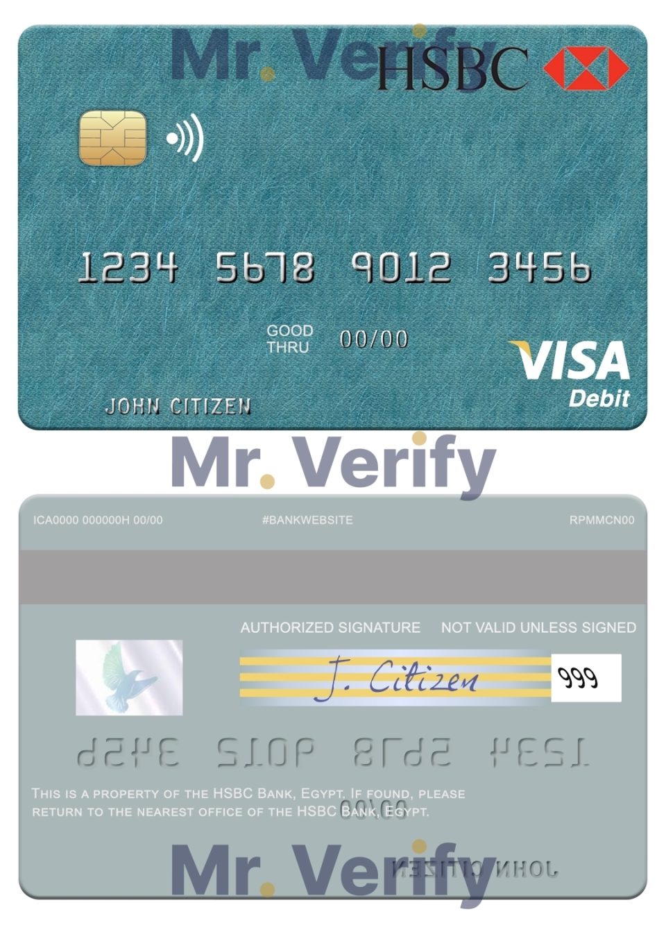 Fillable Egypt HSBC Bank visa debit card Templates | Layer-Based PSD