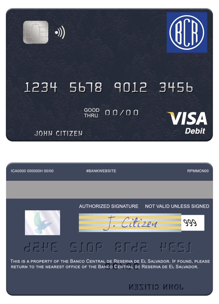 Fillable El Salvador Banco Central de Reserva de El Salvador visa debit card Templates | Layer-Based PSD