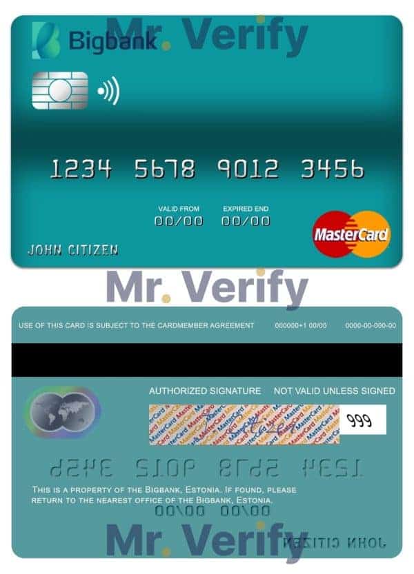 Fillable Estonia Bigbank mastercard credit card Templates | Layer-Based PSD