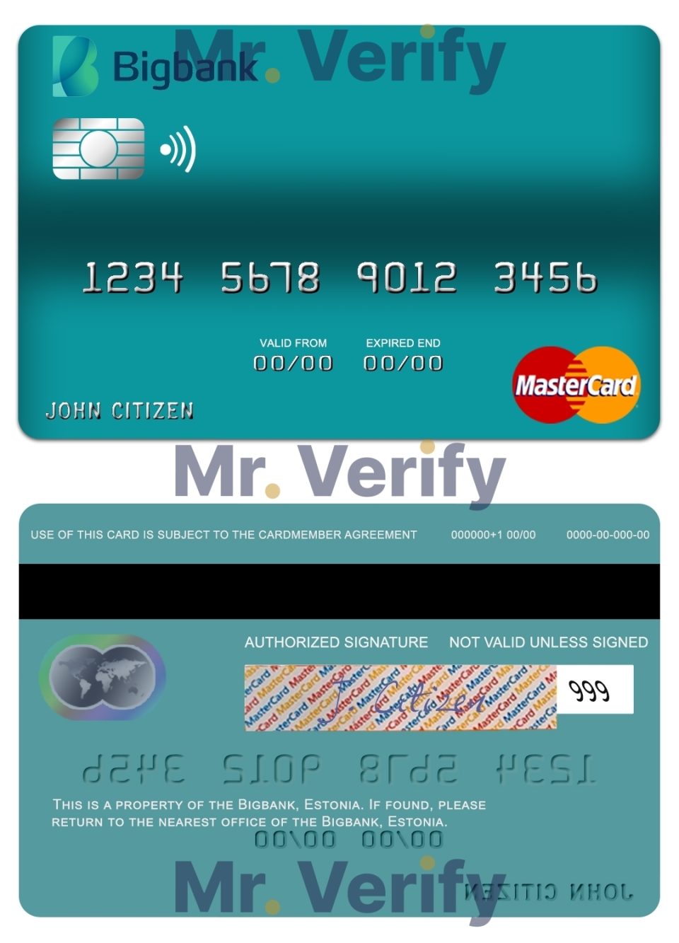 Fillable Estonia Bigbank mastercard credit card Templates | Layer-Based PSD