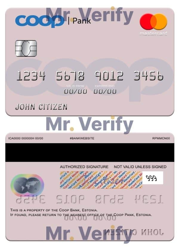 Fillable Estonia Coop Pank mastercard credit card Templates | Layer-Based PSD